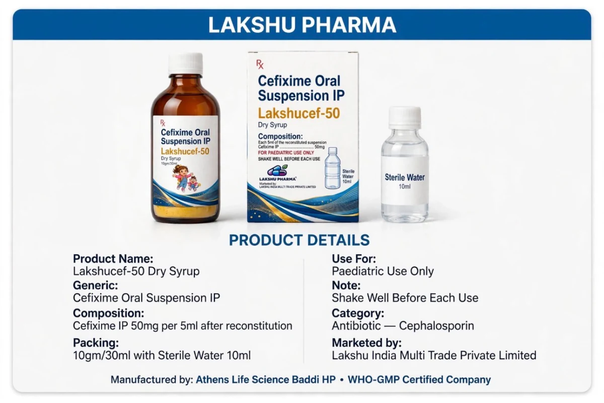 Lakshucef-50 Dry Syrup catalogue page
