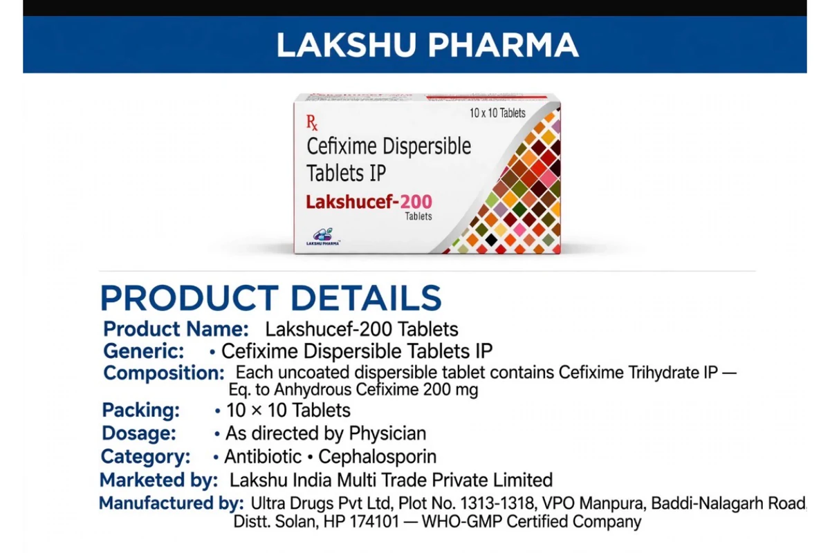 Lakshucef-200 Tablets catalogue page